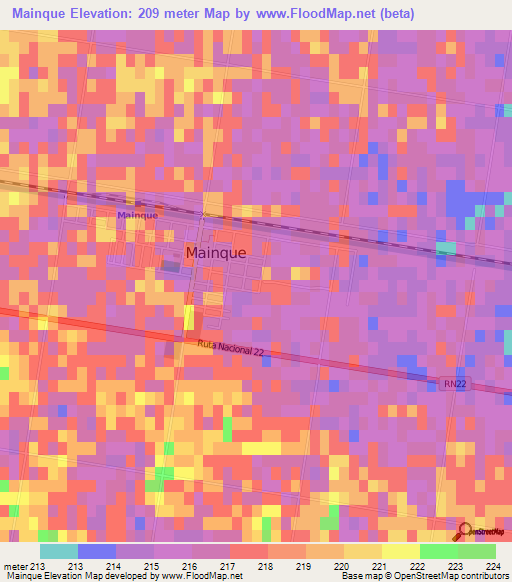 Mainque,Argentina Elevation Map