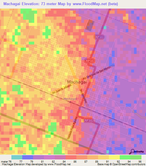 Machagai,Argentina Elevation Map