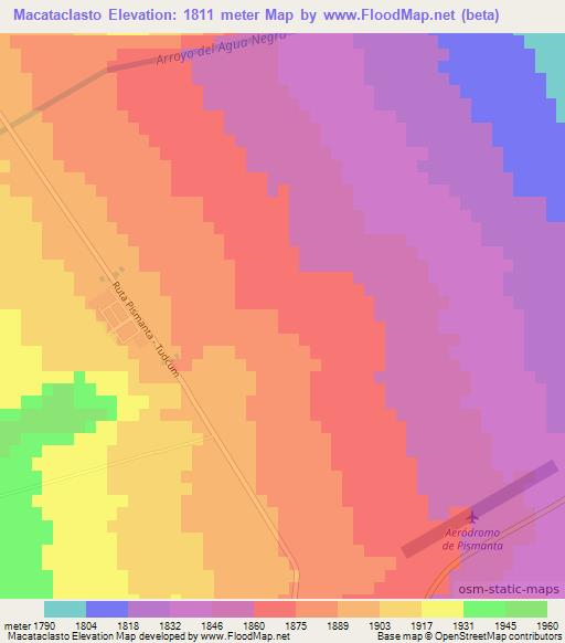 Macataclasto,Argentina Elevation Map