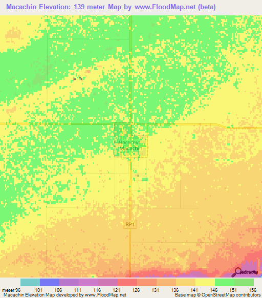 Macachin,Argentina Elevation Map