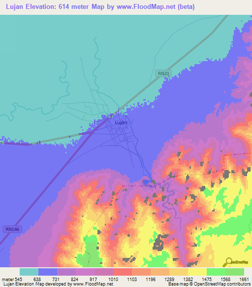Lujan,Argentina Elevation Map
