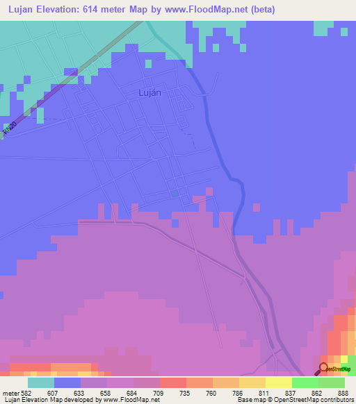 Lujan,Argentina Elevation Map