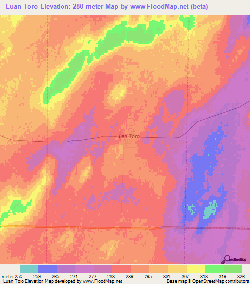 Luan Toro,Argentina Elevation Map