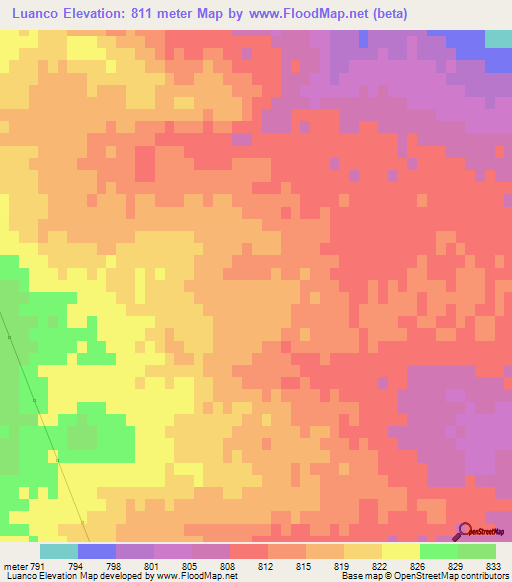 Luanco,Argentina Elevation Map