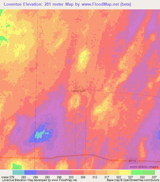 Loventue,Argentina Elevation Map
