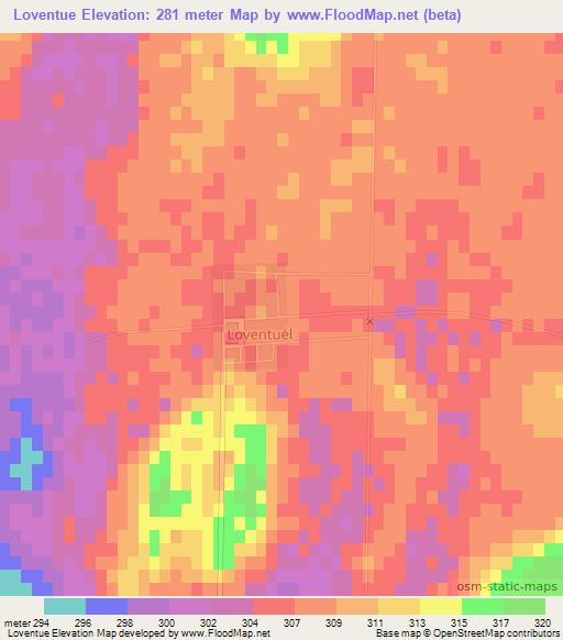 Loventue,Argentina Elevation Map