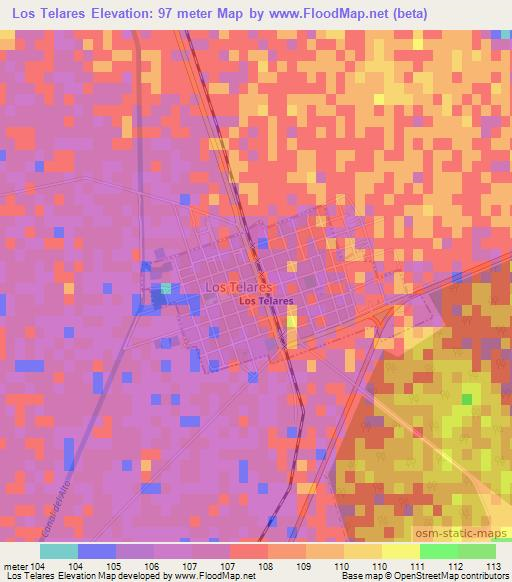 Los Telares,Argentina Elevation Map