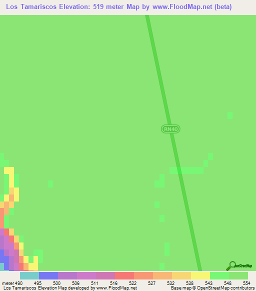 Los Tamariscos,Argentina Elevation Map