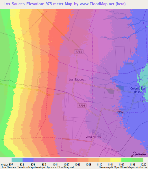 Los Sauces,Argentina Elevation Map