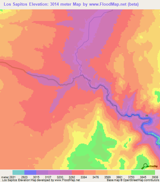 Los Sapitos,Argentina Elevation Map