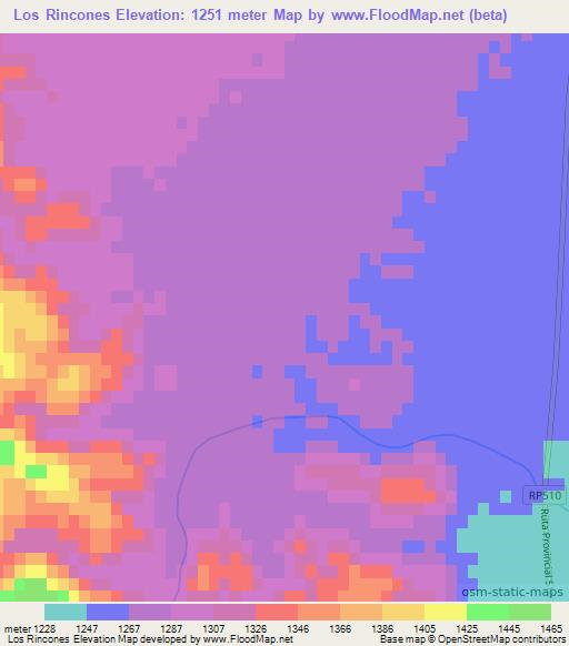Los Rincones,Argentina Elevation Map