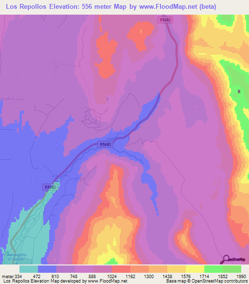 Los Repollos,Argentina Elevation Map