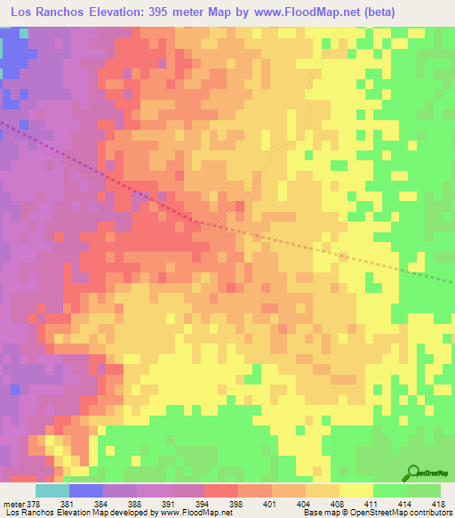 Los Ranchos,Argentina Elevation Map