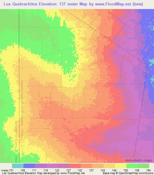 Los Quebrachitos,Argentina Elevation Map