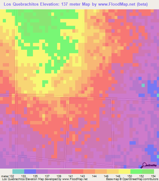 Los Quebrachitos,Argentina Elevation Map