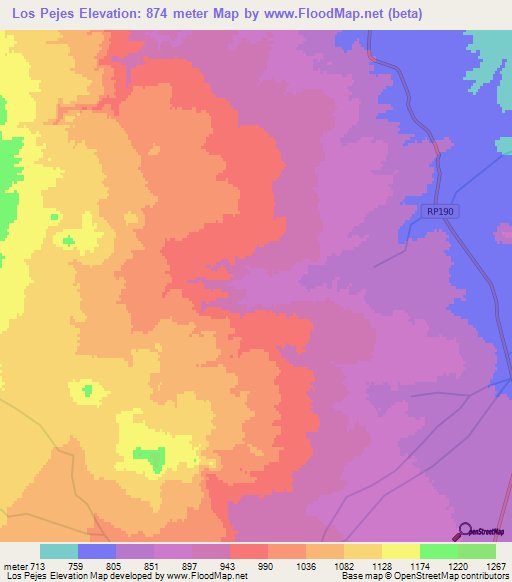 Los Pejes,Argentina Elevation Map