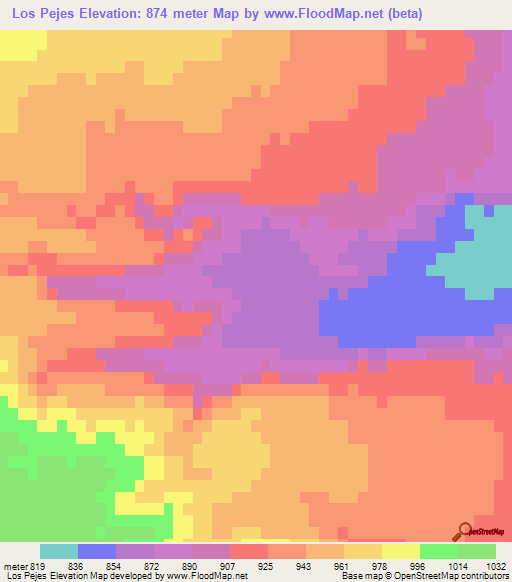 Los Pejes,Argentina Elevation Map