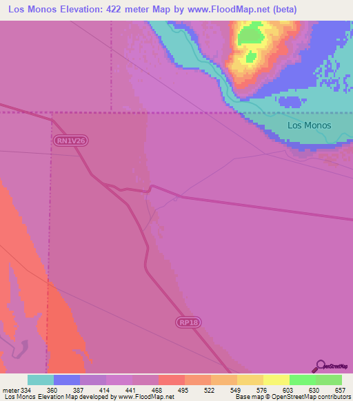 Los Monos,Argentina Elevation Map