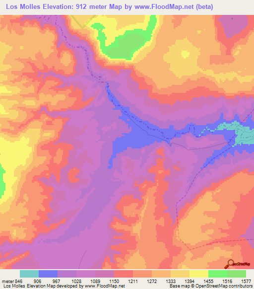 Los Molles,Argentina Elevation Map
