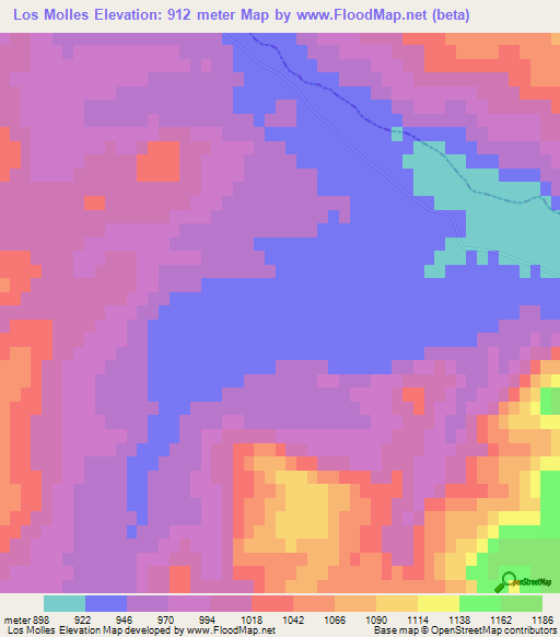 Los Molles,Argentina Elevation Map