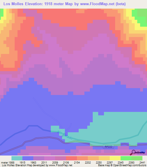 Los Molles,Argentina Elevation Map