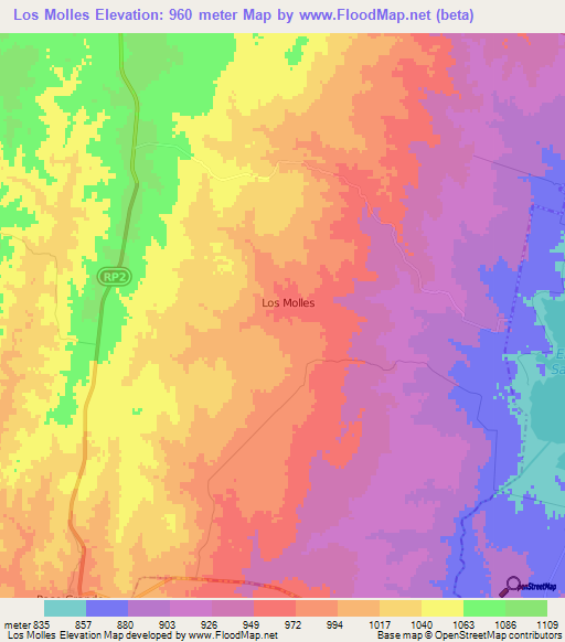 Los Molles,Argentina Elevation Map
