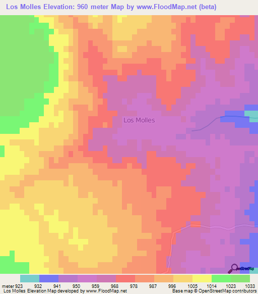 Los Molles,Argentina Elevation Map