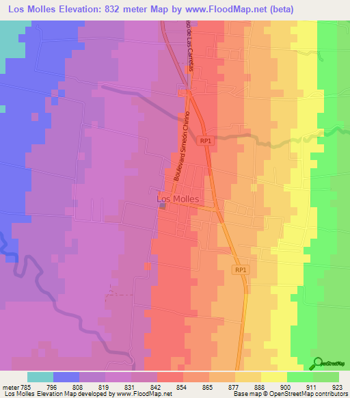 Los Molles,Argentina Elevation Map