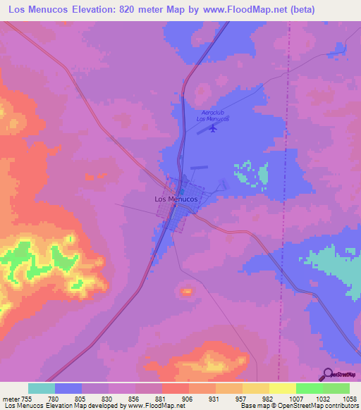 Los Menucos,Argentina Elevation Map