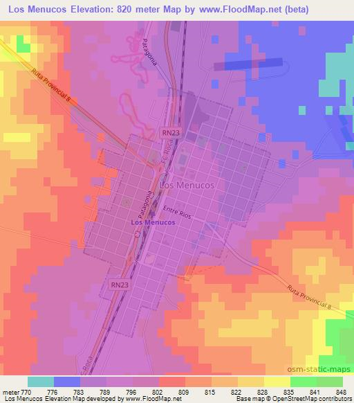Los Menucos,Argentina Elevation Map