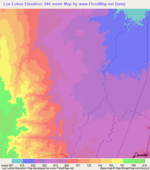 Los Lobos,Argentina Elevation Map
