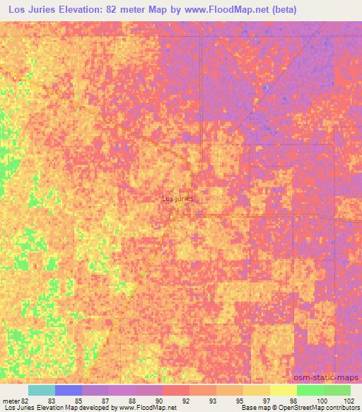 Los Juries,Argentina Elevation Map