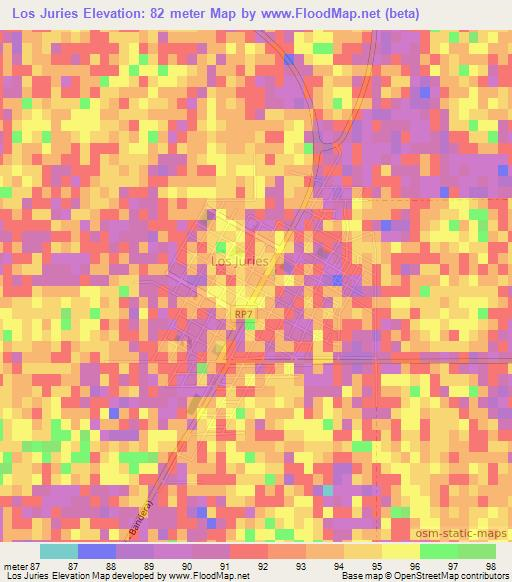 Los Juries,Argentina Elevation Map