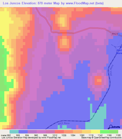 Los Juncos,Argentina Elevation Map