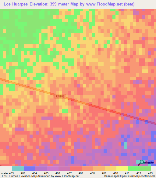 Los Huarpes,Argentina Elevation Map