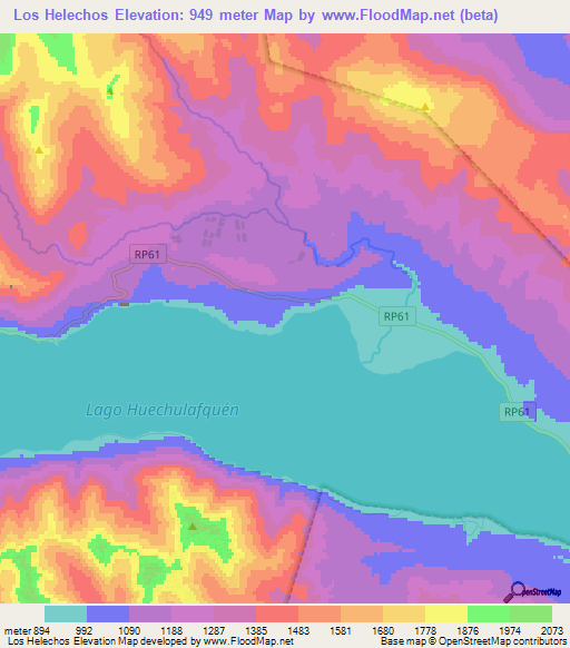 Los Helechos,Argentina Elevation Map