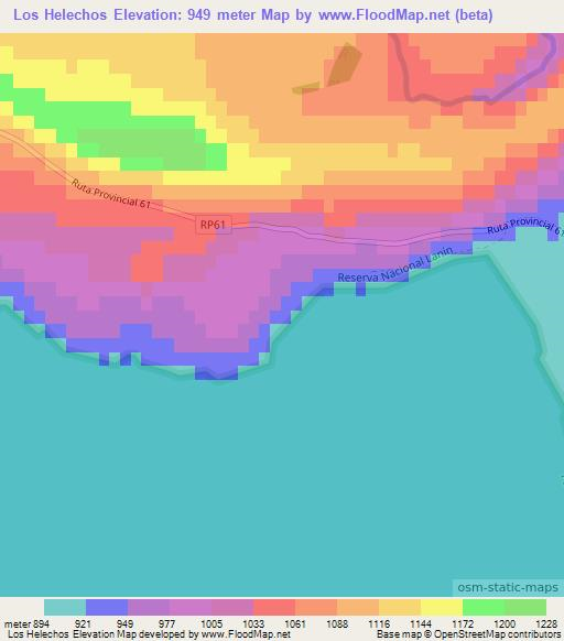 Los Helechos,Argentina Elevation Map