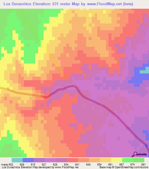 Los Duraznitos,Argentina Elevation Map
