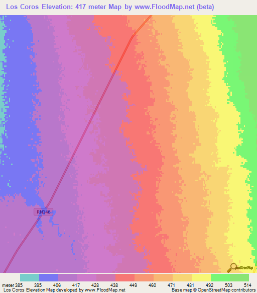 Los Coros,Argentina Elevation Map