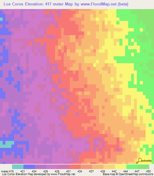 Los Coros,Argentina Elevation Map