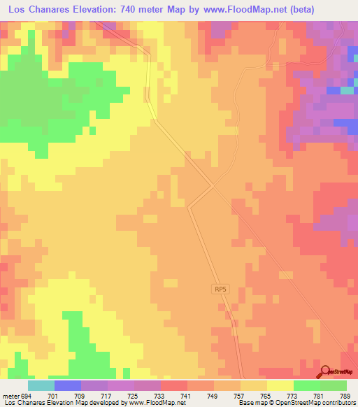 Los Chanares,Argentina Elevation Map