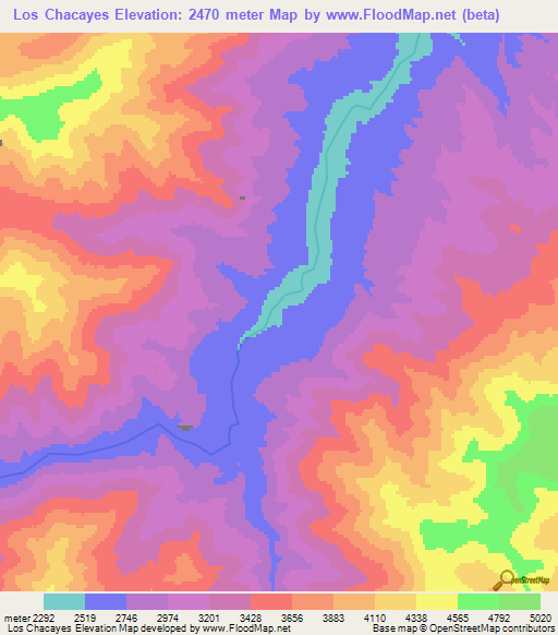 Los Chacayes,Argentina Elevation Map