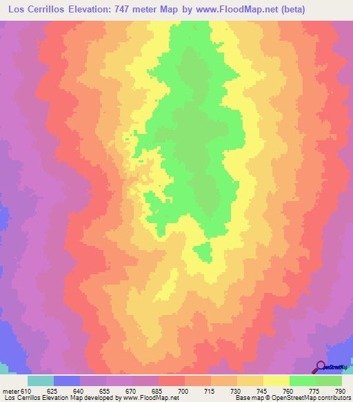 Los Cerrillos,Argentina Elevation Map