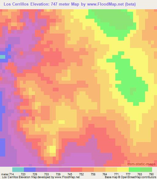 Los Cerrillos,Argentina Elevation Map
