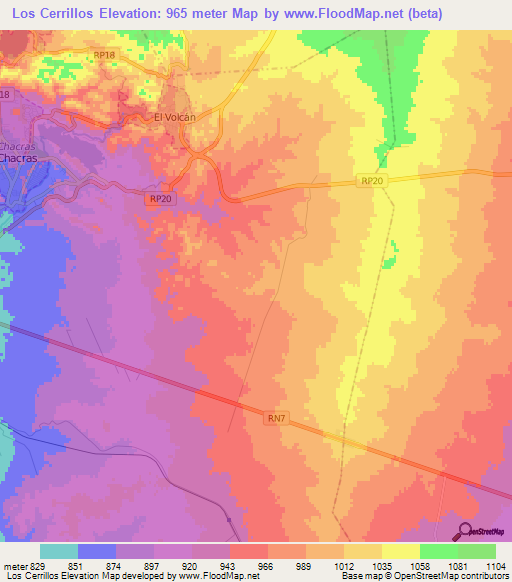 Los Cerrillos,Argentina Elevation Map