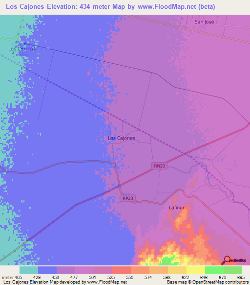 Los Cajones,Argentina Elevation Map