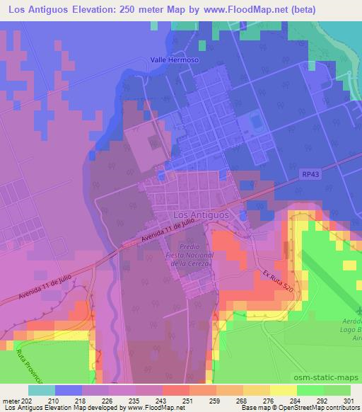 Los Antiguos,Argentina Elevation Map