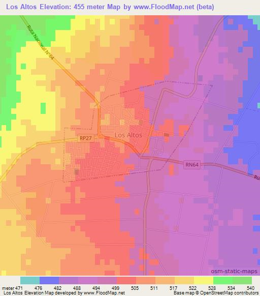 Los Altos,Argentina Elevation Map