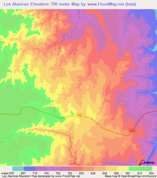 Los Alanices,Argentina Elevation Map