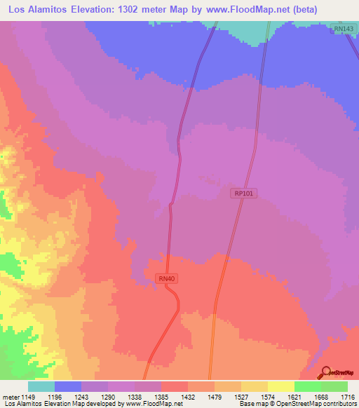 Los Alamitos,Argentina Elevation Map